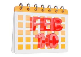 Februar 10. Kalender Design isoliert auf Weiß Hintergrund foto