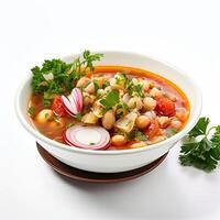 ai generiert posole Suppe Nahansicht foto