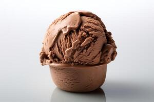 ai generiert Schokolade Eis Sahne schließen oben isoliert auf Weiß Hintergrund foto