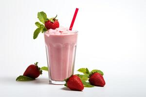 ai generiert Erdbeere Milchshake schließen oben foto