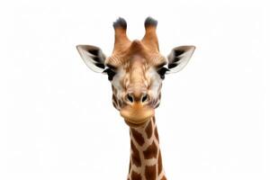 ai generiert Giraffe isoliert auf Weiß Hintergrund foto