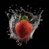 ai generiert ein Erdbeere ist planschen im Wasser foto