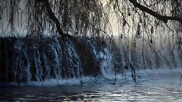 ai generiert ein groß Wasserfall mit Wasser Kommen aus von es foto