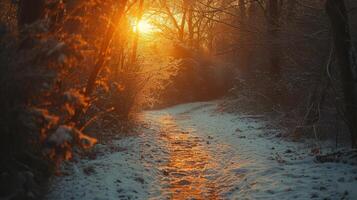 ai generiert golden Stunde auf ein Budget. neu erstellen Abend Licht im das dunkel Tage von Winter foto