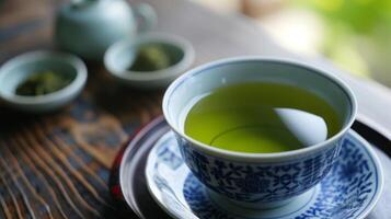 ai generiert Grün japanisch Tee foto