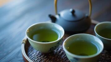 ai generiert Grün japanisch Tee foto