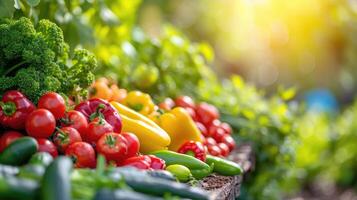 ai generiert frisch organisch Gemüse. Essen Hintergrund. gesund Essen von Garten foto