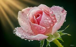 ai generiert schön ein Rosa Farbe Rose im Studio foto