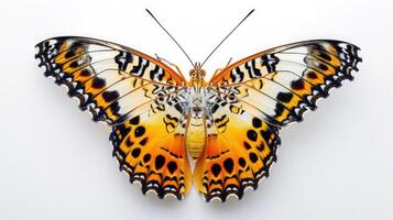 ai generiert schön Schmetterling, malaiisch Florfliege, Leopard Florfliege Schmetterling isoliert auf Weiß Hintergrund. foto