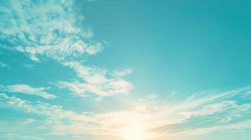 ai generiert Sommer- Blau Himmel Wolke Gradient Licht Weiß Hintergrund. Schönheit klar wolkig ich foto