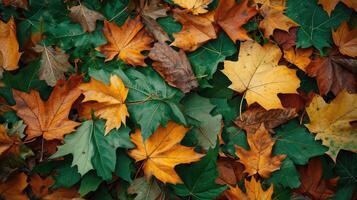 ai generiert das Hintergrund Bild Das ist Grün, das Farben von das Herbst Blätter sind perfekt, geeignet zum saisonal verwenden. foto