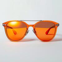 ai generiert modisch Sonnenbrille mit Orange Linsen und Eisen rahmen, isoliert zum Sozial Medien Post Größe foto