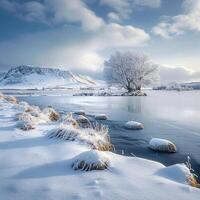 ai generiert gefroren Schönheit Naturen Eleganz aufgedeckt im atemberaubend Winter Landschaft zum Sozial Medien Post Größe foto