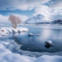 ai generiert gefroren Schönheit Naturen Eleganz aufgedeckt im atemberaubend Winter Landschaft zum Sozial Medien Post Größe foto