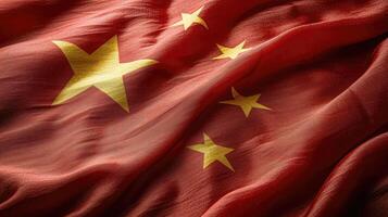 ai generiert China Flagge mit Stoff Textur foto