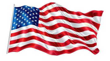 ai generiert amerikanisch Flagge winken isoliert auf Weiß. das USA Flagge auf ein Weiß Hintergrund. foto