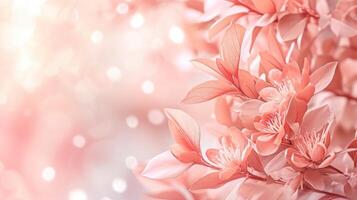 ai generiert Valentinstag Strauß Hintergrund Rosa Blatt Blumen- blühen Blume Pastell- Hochzeit Natur foto