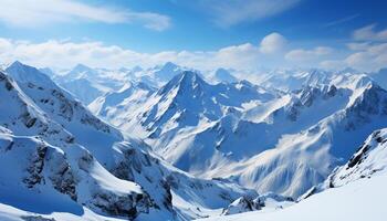 ai generiert Schnee gekappt Berge erstellen ein atemberaubend Winter Landschaft generiert durch ai foto