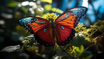 ai generiert Schmetterling Flügel Vitrinen beschwingt Farben im Natur generiert durch ai foto