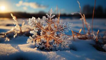ai generiert Winter eisig Schönheit scheint auf Natur schneebedeckt Landschaft generiert durch ai foto