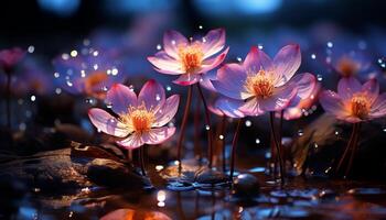 ai generiert schön Rosa Lotus Blume spiegelt Romantik im Natur generiert durch ai foto