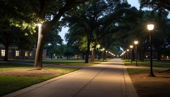 ai generiert hell Straße Licht leuchtet das dunkel Stadtbild generiert durch ai foto