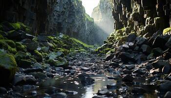 ai generiert still Szene von fließend Wasser im ein Wald generiert durch ai foto