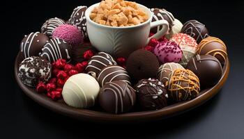 ai generiert Schokolade Dessert Genuss Süßigkeiten Gourmet Süss Essen generiert durch ai foto