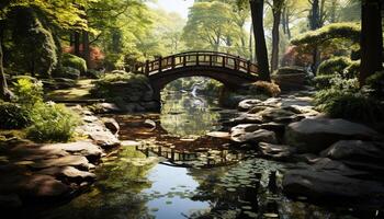 ai generiert still Szene von ein Wald mit fließend Wasser generiert durch ai foto