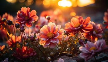 ai generiert beschwingt Gelb Gänseblümchen Blüten im das Sommer- Wiese generiert durch ai foto