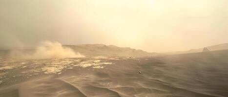 ai generiert Wüste Landschaft mit weht Sand foto
