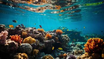ai generiert unter Wasser Riff Fisch im Natur tropisch Klima generiert durch ai foto