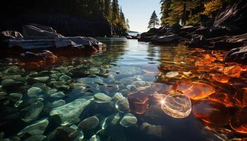 ai generiert still Szene von ein Berg reflektieren im Wasser generiert durch ai foto