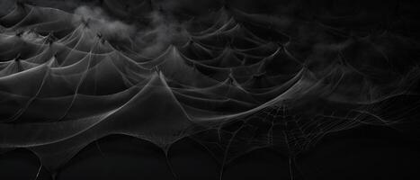 ai generiert Spinne auf kompliziert Netz gegen schwarz foto