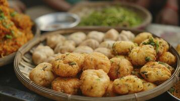 ai generiert genießen das unwiderstehlich Aromen von ein köstlich Bengali Snack foto