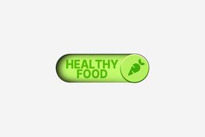 3d Illustration von Grün Taste zu Schalter auf gesund Lebensstil. Keto Diät, gesund Lebensmittel. roh, vegan, Vegetarier, alkalisch Essen Konzept. foto