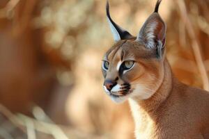 ai generiert Porträt Wüste Katzen Karakal oder afrikanisch Luchs foto