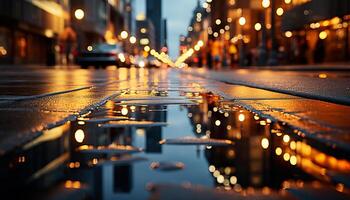 ai generiert glühend Stadt Straßen erleuchten das beschwingt Nachtleben generiert durch ai foto