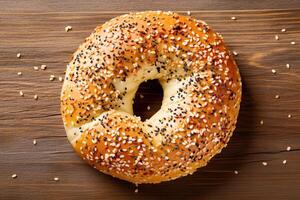 ai generiert Bagel Brot schließen oben foto