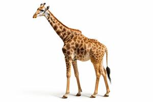 ai generiert Giraffe isoliert auf Weiß Hintergrund foto