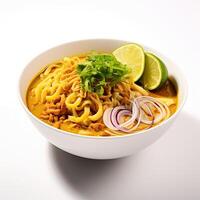 ai generiert khao soi Suppe Nahansicht foto