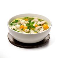 ai generiert Hähnchen Suppe mit Gemüse Nahansicht foto