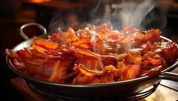 ai generiert gegrillt Schweinefleisch Steak auf Grill, ein Gourmet Mahlzeit generiert durch ai foto