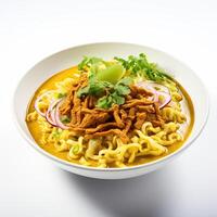 ai generiert khao soi Suppe Nahansicht foto