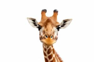 ai generiert Giraffe isoliert auf Weiß Hintergrund foto