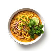 ai generiert khao soi Suppe Nahansicht foto