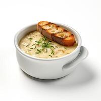 ai generiert Zwiebel Suppe Nahansicht foto