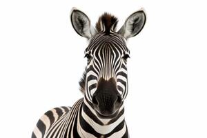 ai generiert Zebra isoliert auf Weiß Hintergrund foto