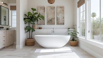 ai generiert modern minimalistisch Badezimmer Innere Süd- im kalifornischen Stil. erstellt mit generativ ai foto