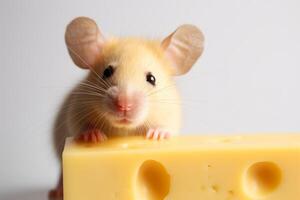 ai generiert schließen oben auf wenig Maus und Käse foto